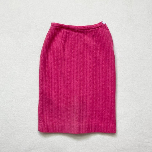 Vintage 50s Pink Wool Pencil Skirt, Size XS