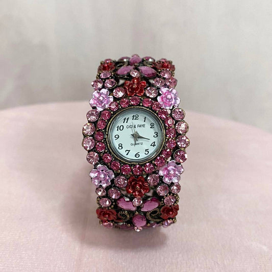 Vintage Cici & Faye Pink Floral Quartz Watch