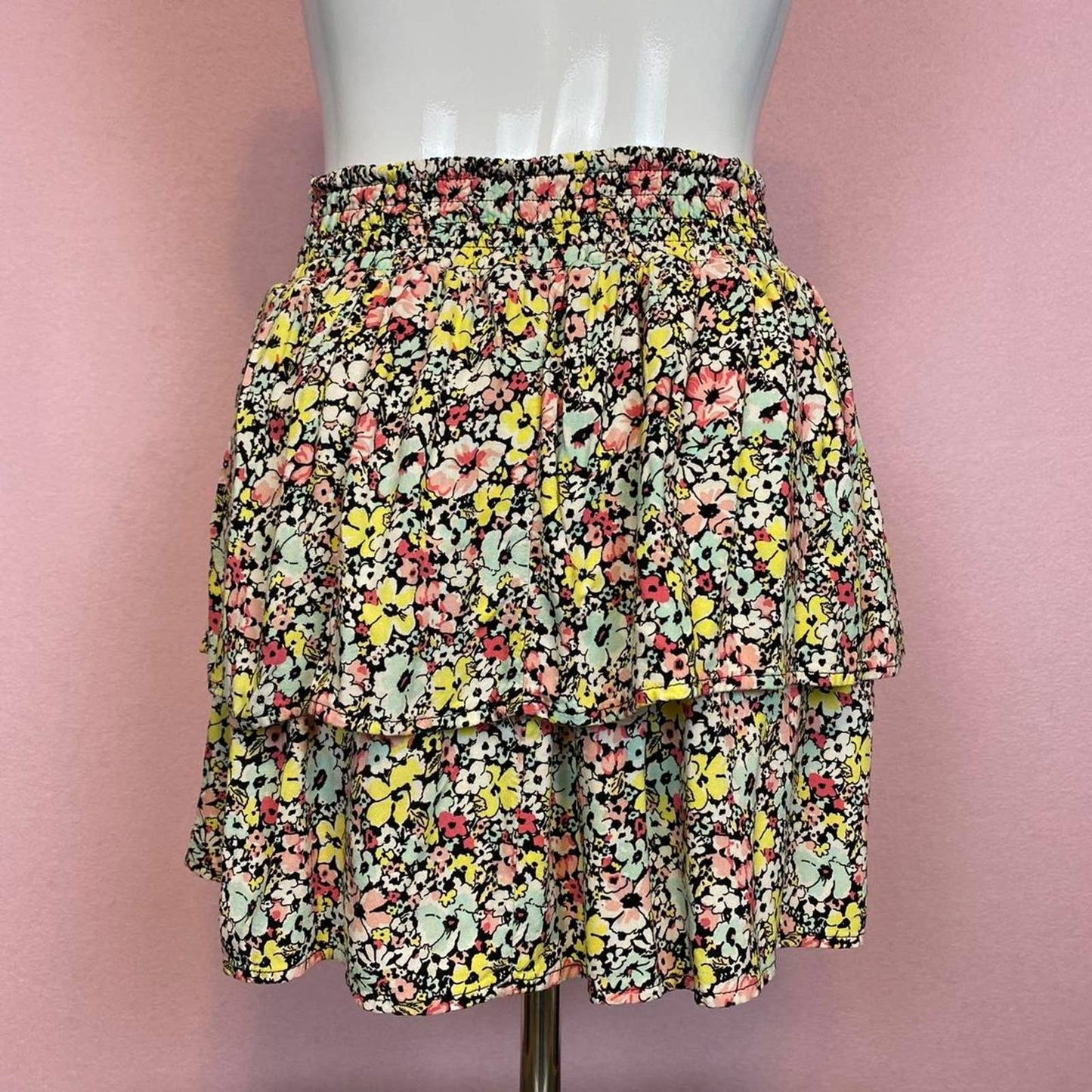 Secondhand No Boundaries Floral Ruffle Mini Skirt, Size Small