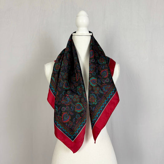 Vintage Silk Floral Square Scarf