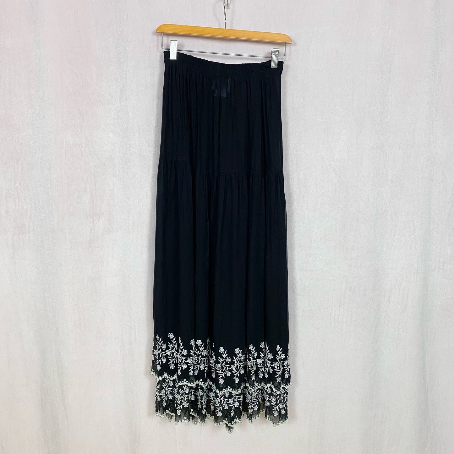 Vintage Harari Sheer Embroidered Maxi Skirt, One Size