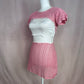 Upcycled Vintage Pink Crochet Shrug & Skirt Set, Size Small