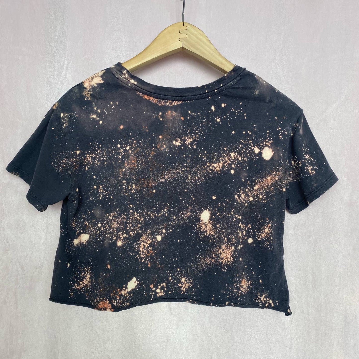 Reworked Fifth Sun Floral Skull Distressed Crop Tee, Size Medium