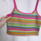 Secondhand Shein Rainbow Stripe Crochet Crop Tank Top, Size Large