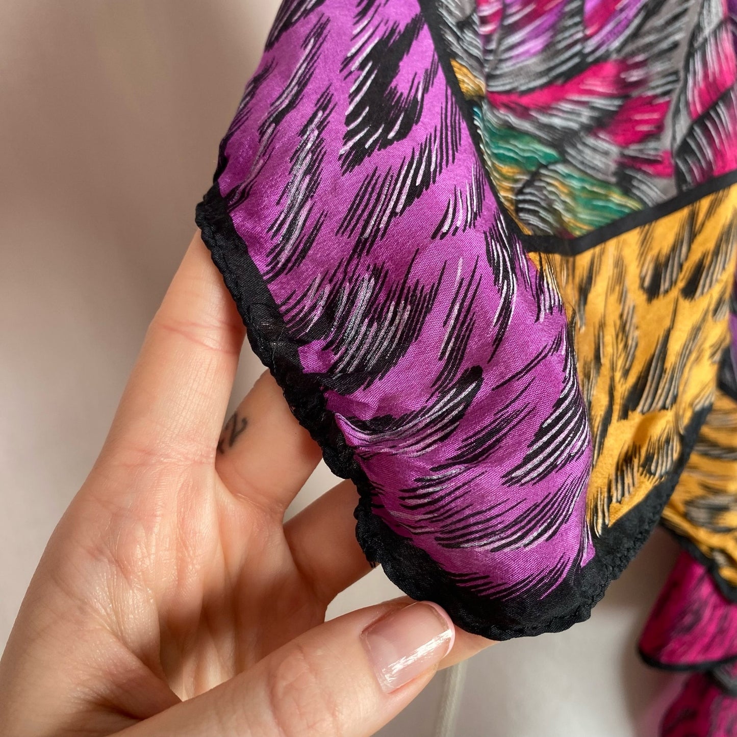 Vintage Oscar De La Renta Silk Leaf Print Scarf