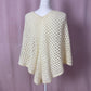 Vintage Handmade Cream Crochet Knit Poncho, One Size
