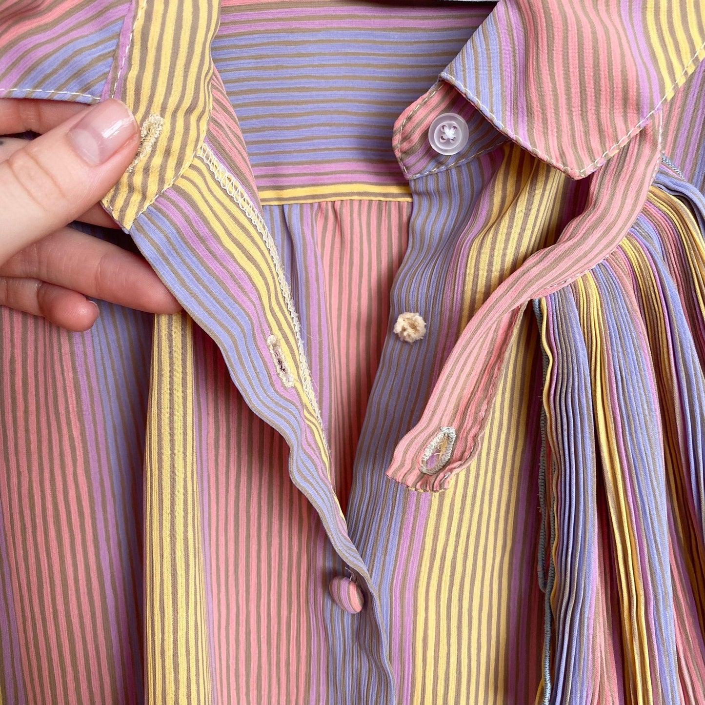 Vintage 70s Helen Fabrikant Stripe Button Up Blouse, Size M/L