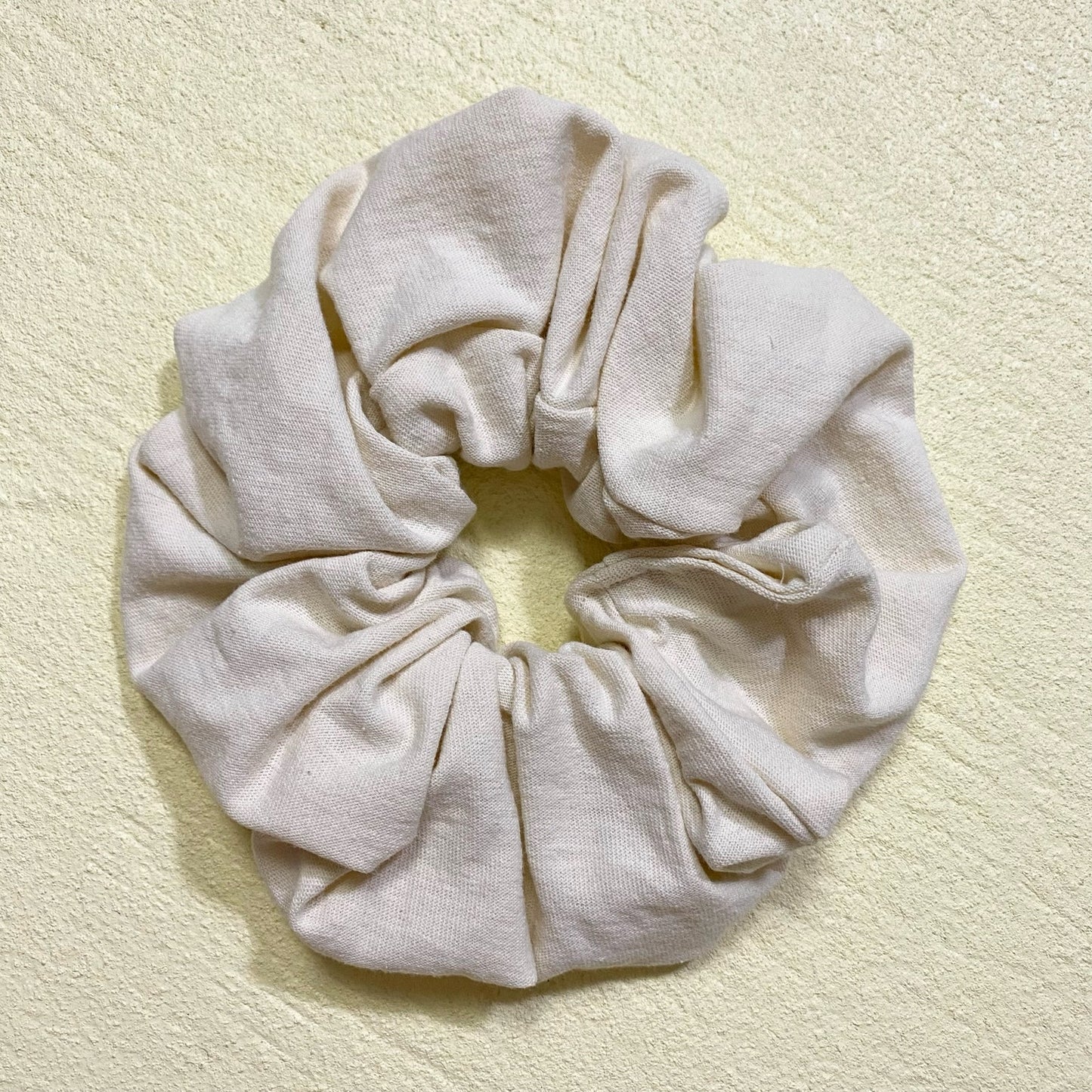 Scrap Fabric Cream Yellow Cotton Jumbo Scrunchie
