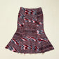 Secondhand Japanese Abstract Word Print Flare Midi Skirt, Size Small