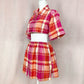 Upcycled Vintage Plaid Crop Shirt & Skirt Set, Size S/M