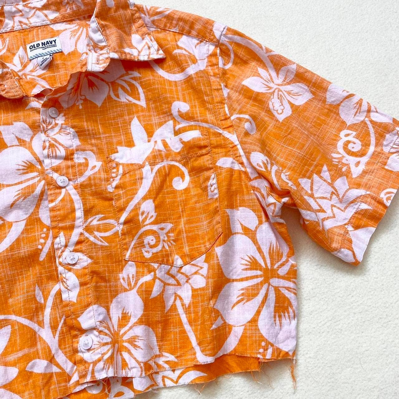 Upcycled Old Navy Crop Hawaiian Shirt, Size Small