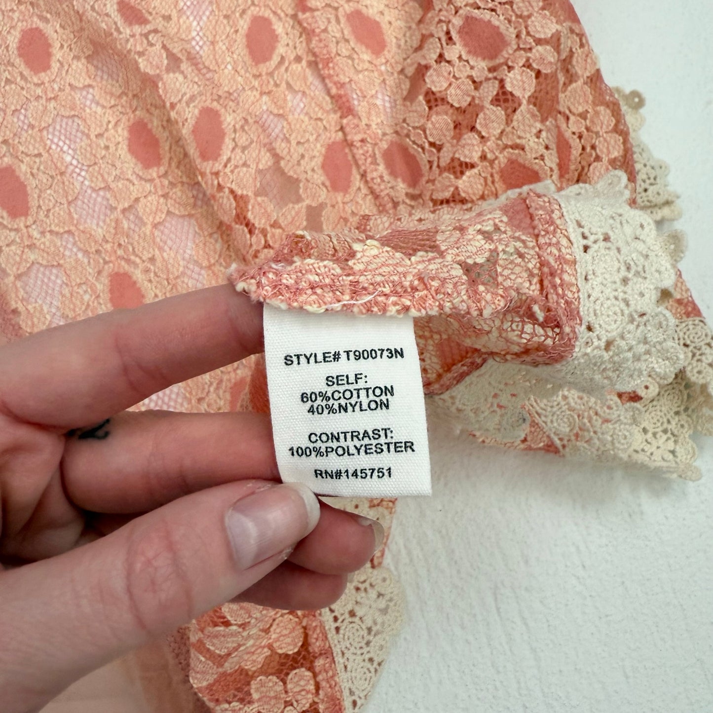 Secondhand Peach Love Floral Lace Open Front Cardigan, Size Small