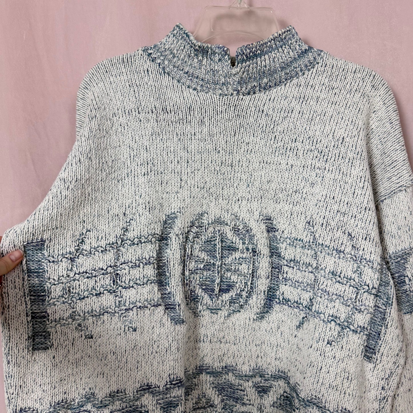 Vintage David Brett Chunky Knit Aztec Sweater, Size XL