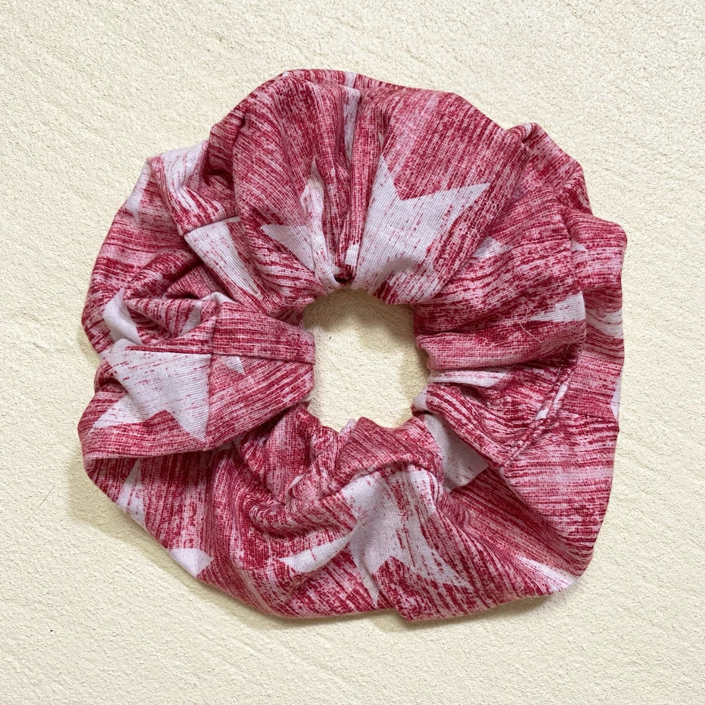 Scrap Fabric Red Star Print Jumbo Scrunchie