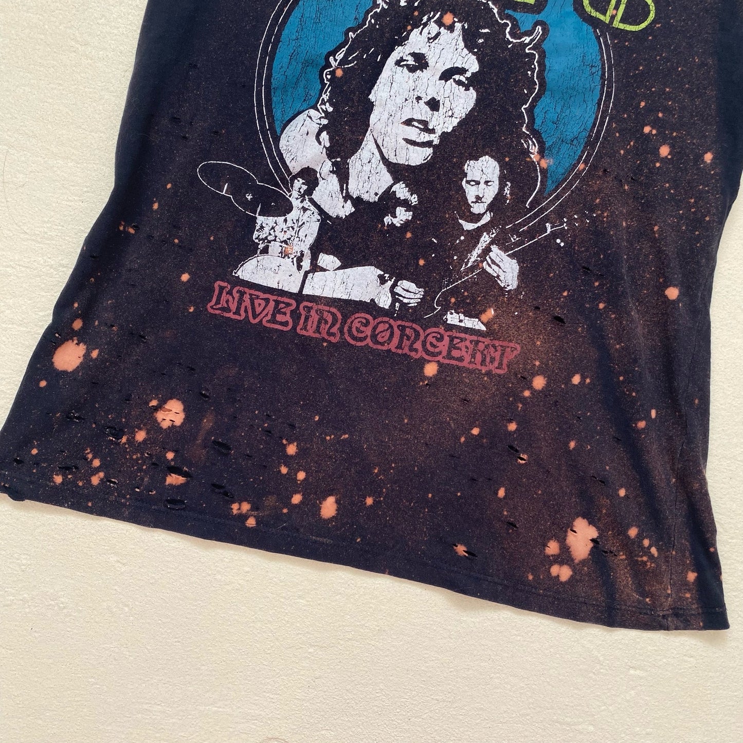 Upcycled The Doors Acid Wash Distressed Graphic Tee, Size XS