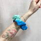 Scrap Fabric Blue Green Tie Dye Scrunchie