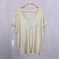 Y2K Cream Sequins Deep V-Neck Short Sleeve Knit Top, Size XL
