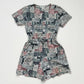 Vintage Shenanigans Abstract Button Tie Front Romper, Size Large