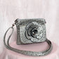 Secondhand Faux Ostrich Leather Flower Crossbody Bag