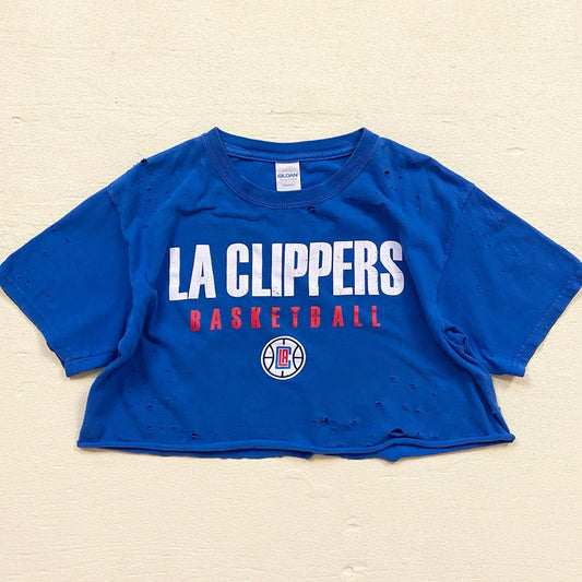 Upcycled LA Clippers Distressed Crop Graphic Tee
