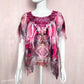 Y2K One World Embellished Overlay Tunic Blouse, Size XS
