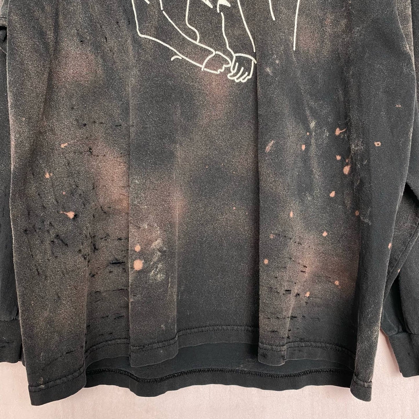 Upcycled Farr Distressed Long Sleeve T-Shirt, Size XL