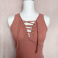 Secondhand Q Lace Up Ribbed Crop Tank Top, Size Small