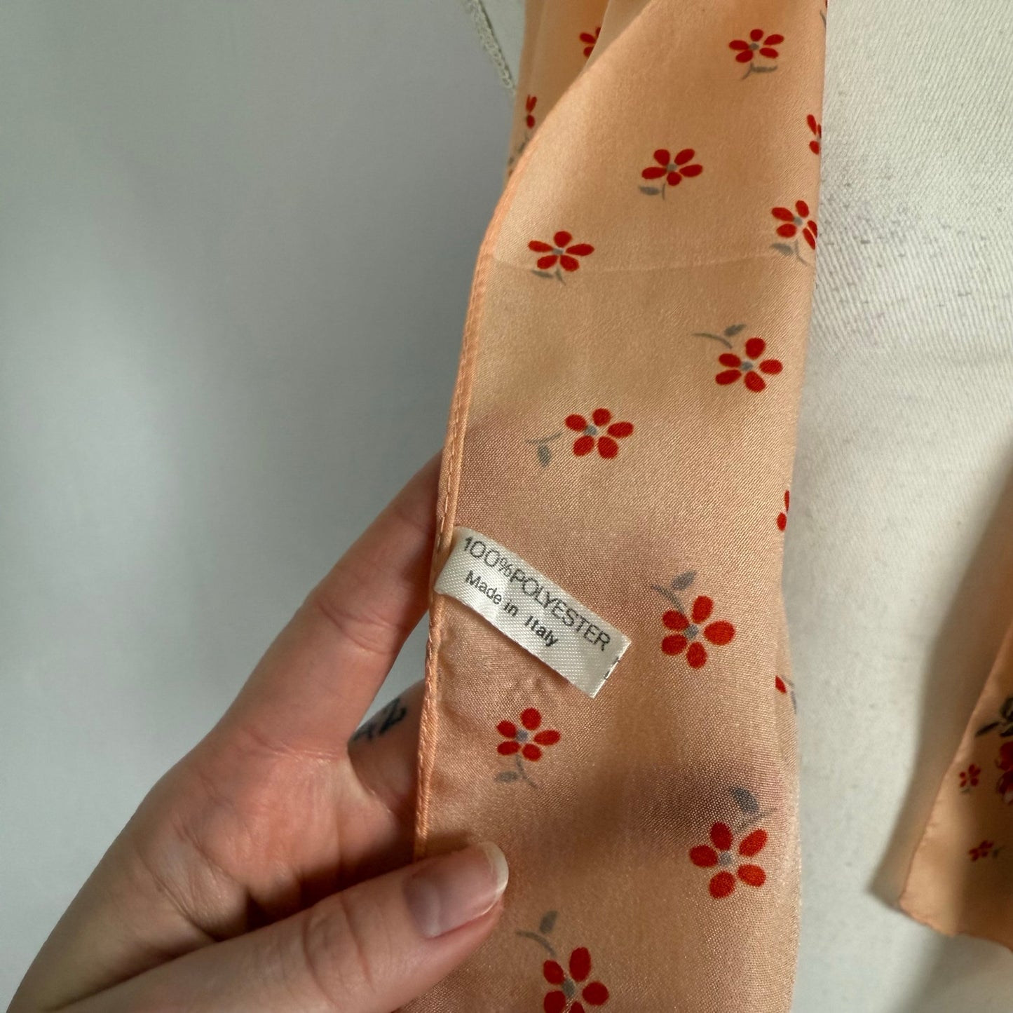 Secondhand Peach Floral Print Italian Scarf