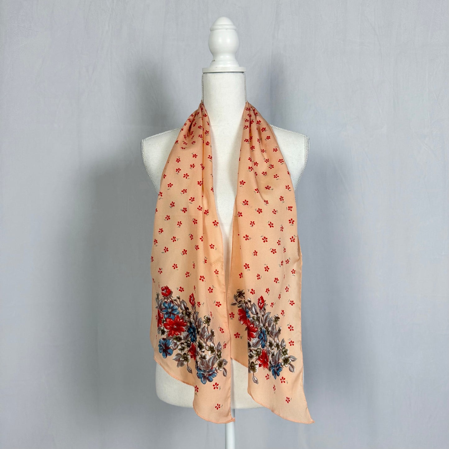 Secondhand Peach Floral Print Italian Scarf