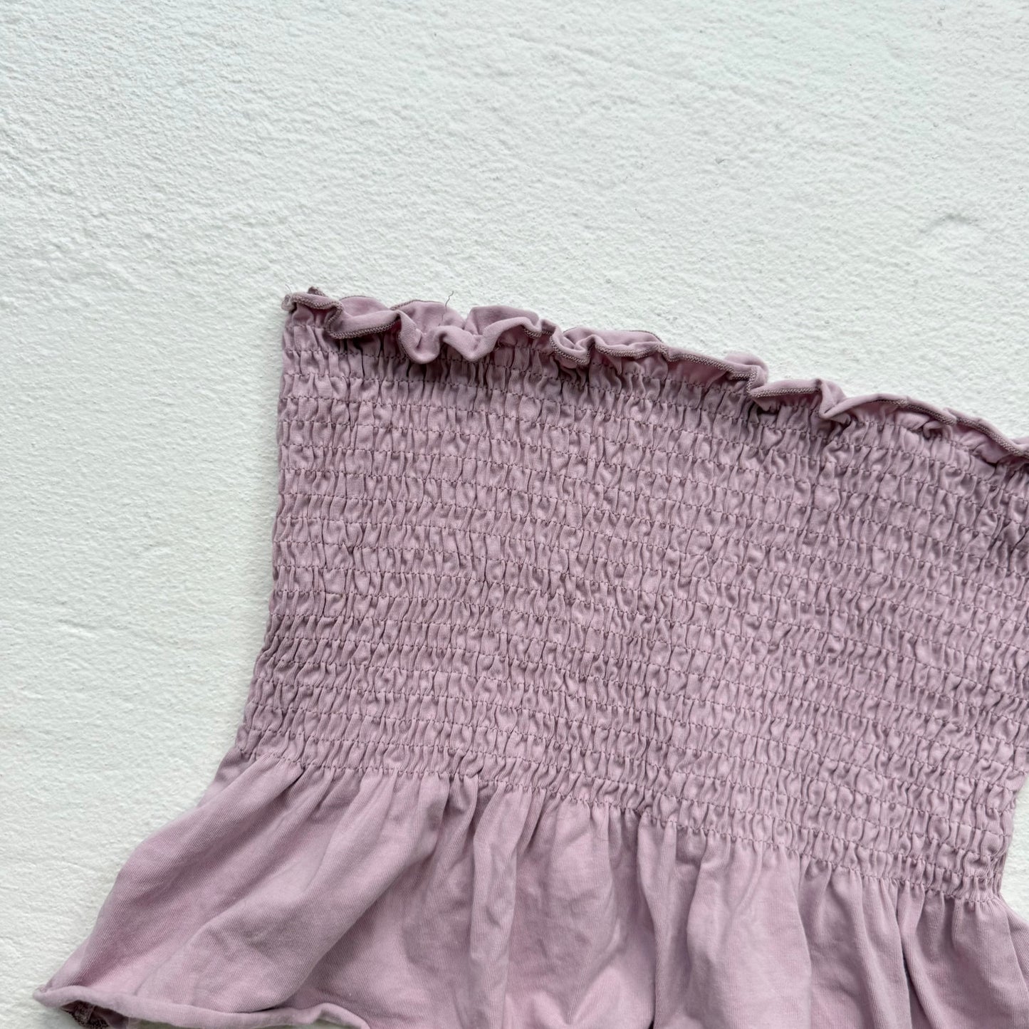 Reworked Lavender Smocked Ruffle Hem Tube Top, Size Large