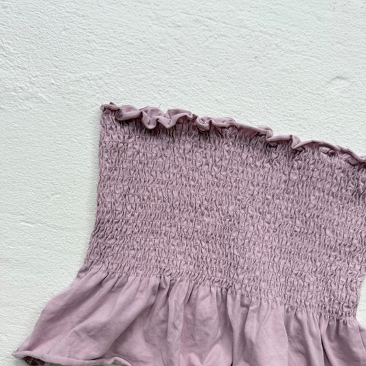 Reworked Lavender Smocked Ruffle Hem Tube Top, Size Large