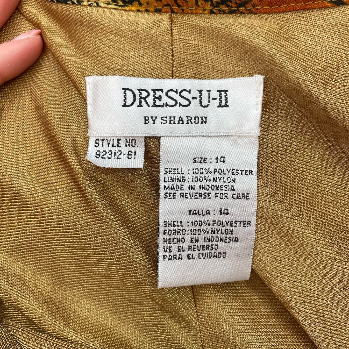 Vintage Dress-U-II by Sharon Abstract Print Midi Dress, Size 14