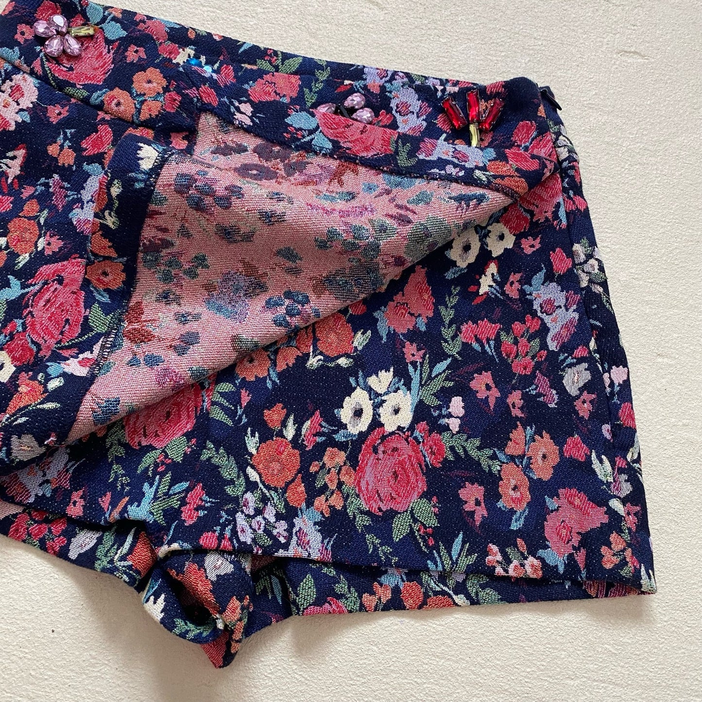 Secondhand Zara Trafaluc Floral Tapestry Mini Skort, Size Small