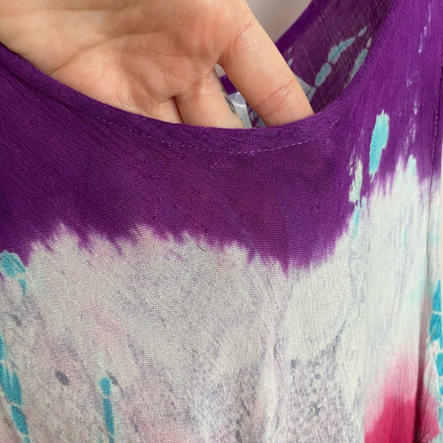 Upcycled Y2K Boho Hippie Tie Dye Summer Dress, Free Size