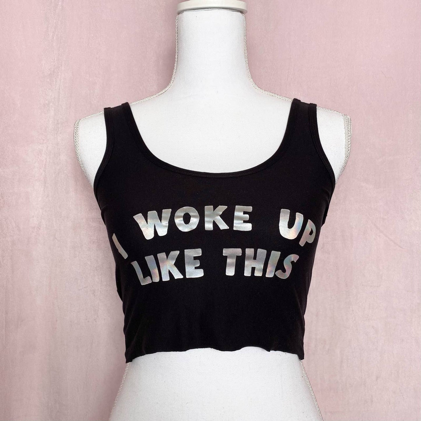 Reworked I Woke Up Like This Crop Tank Top, Size Small