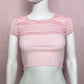 Reworked H&M Pink Lace Short Sleeve Crop Top, Size XS