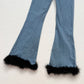 Reworked Edikted Feather Hem High Rise Flare Jeans, Size XS