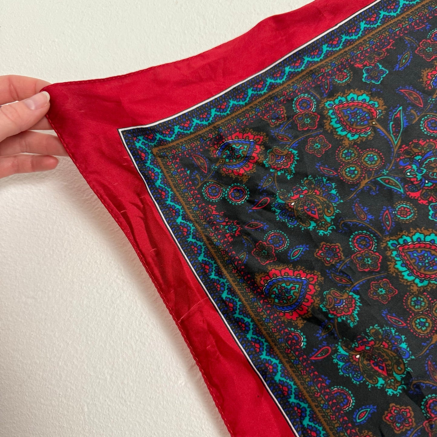 Vintage Silk Floral Square Scarf