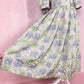 Vintage Handmade Satin Floral Puff Sleeve Maxi Dress