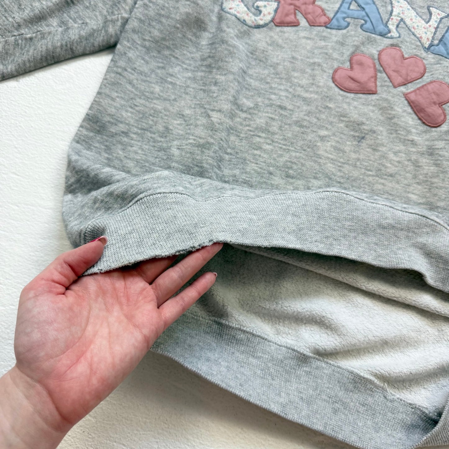 Vintage 80s Hanes Grandma Hearts Gray Crewneck Sweatshirt, Size Large