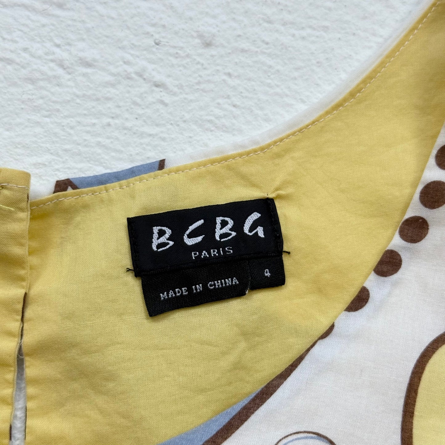 Secondhand BCBG Paris Yellow Floral Cotton Mini Dress, Size 4