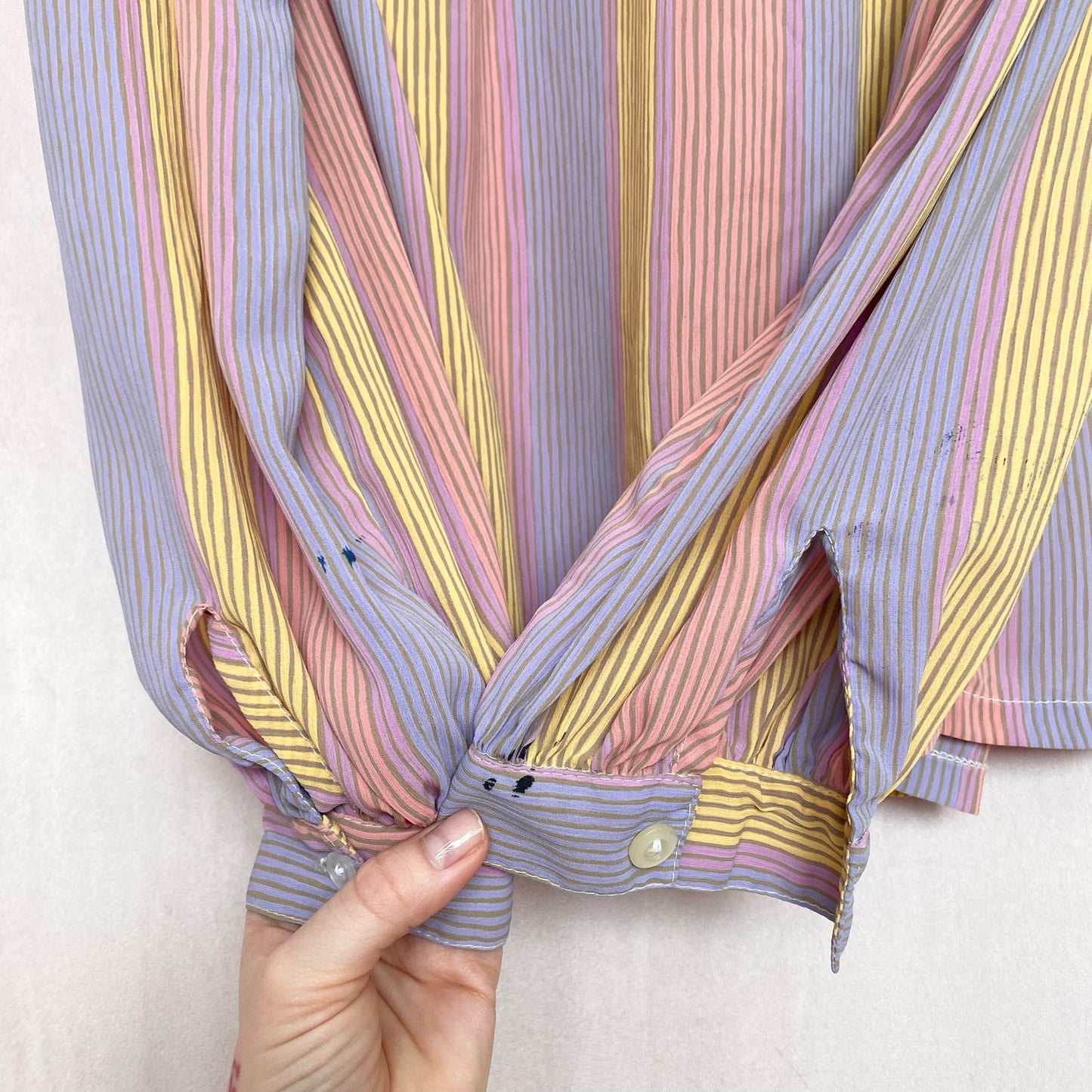 Vintage 70s Helen Fabrikant Stripe Button Up Blouse, Size M/L