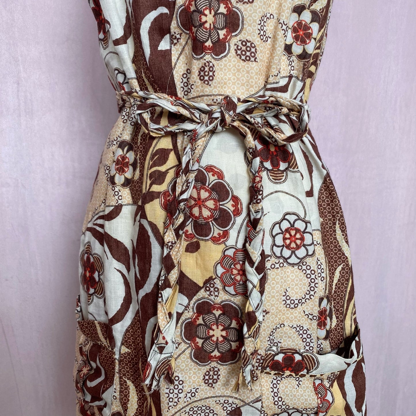 Y2K Flaxseed Floral Halter Mini Dress, Size Small