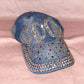 Upcycled COOL Rhinestone Denim Cap Hat