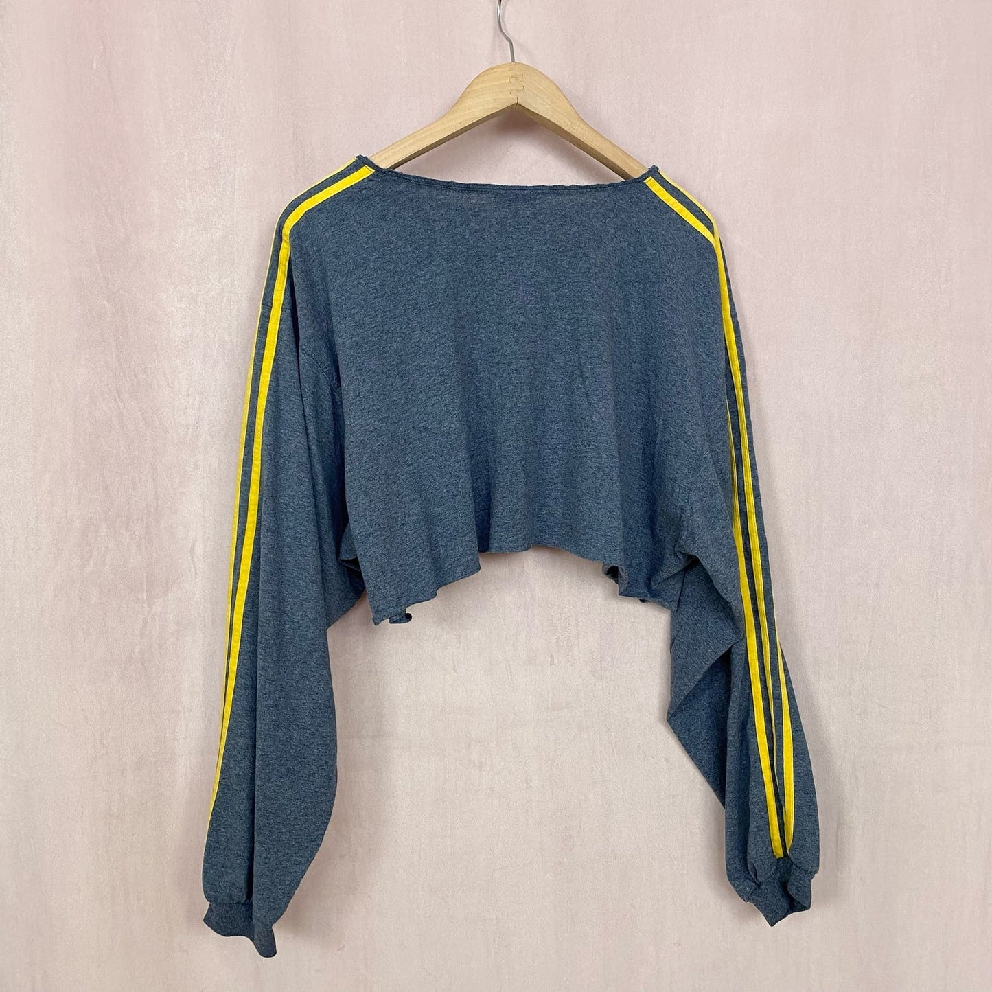Upcycled Vintage Adidas Distressed Crop Long Sleeve, Size Large