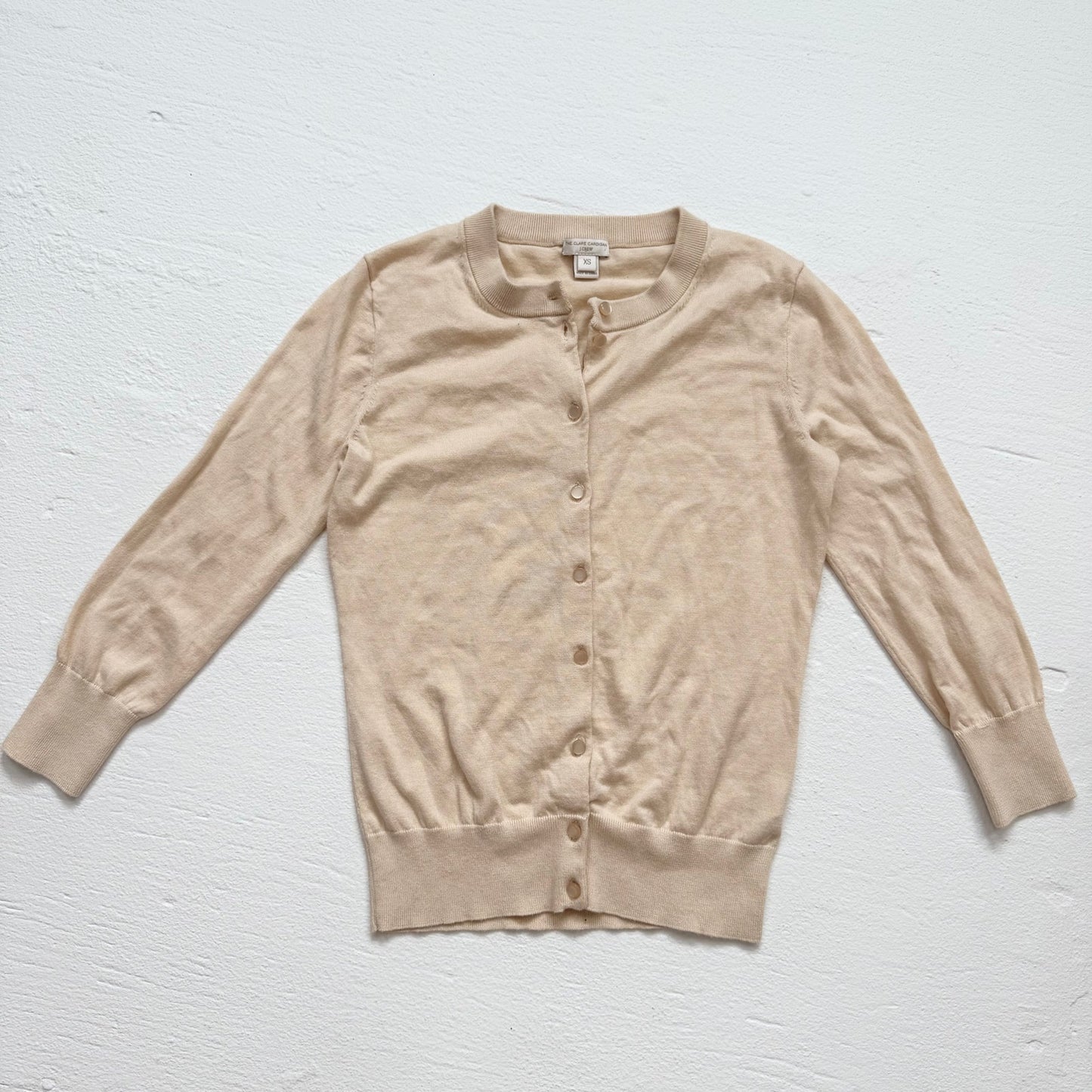 Secondhand J.Crew The Clare Cardigan Cream Button Front Lightweight Sweater, Size XS