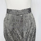 Vintage 80s True Wit Skirt Suit Set Gray Satin Geometric Print, Size 5/6