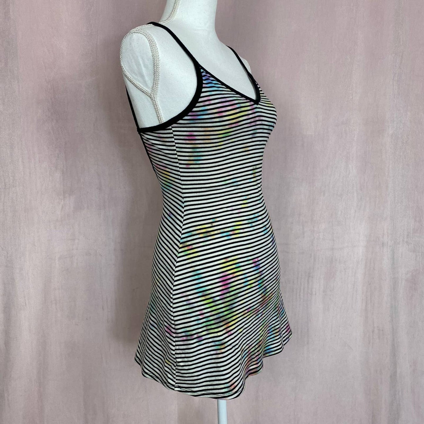 Upcycled Urban Outfitters Tie Dye Striped Mini Dress, Size Small