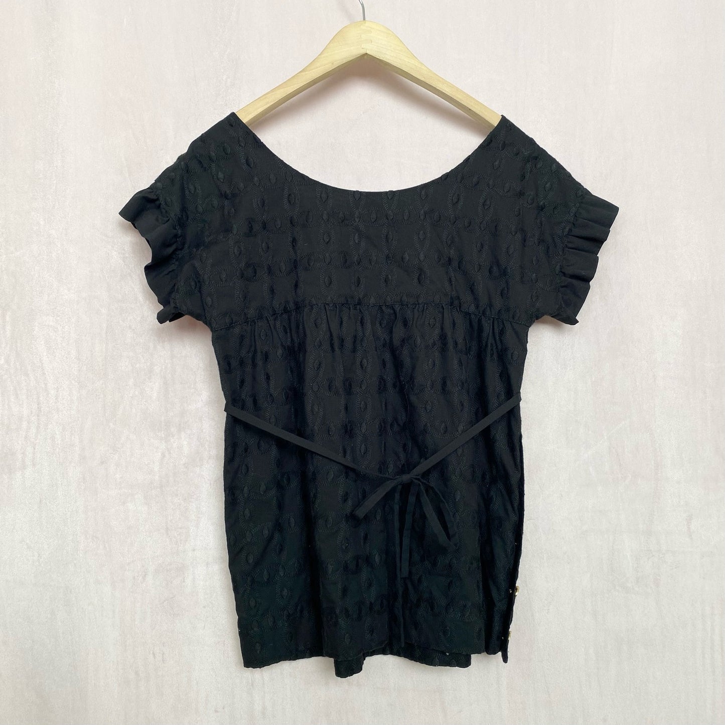 Vintage Juicy Couture Black Embroidered Babydoll Top, Size Medium