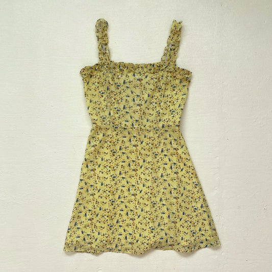 Secondhand 2bella Yellow Ditsy Floral Mini Dress, Size Small